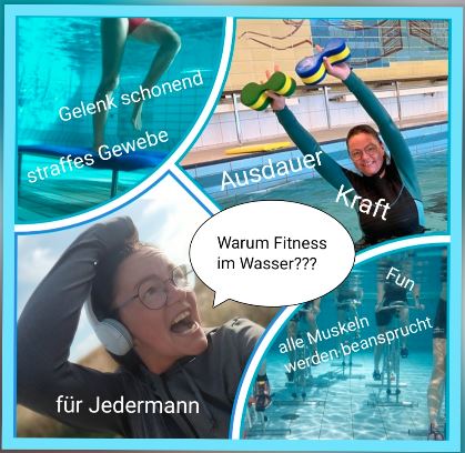 Trainerin im Wasser, die die gesundheitlichen Vorteile von Aquafitness zeigt.